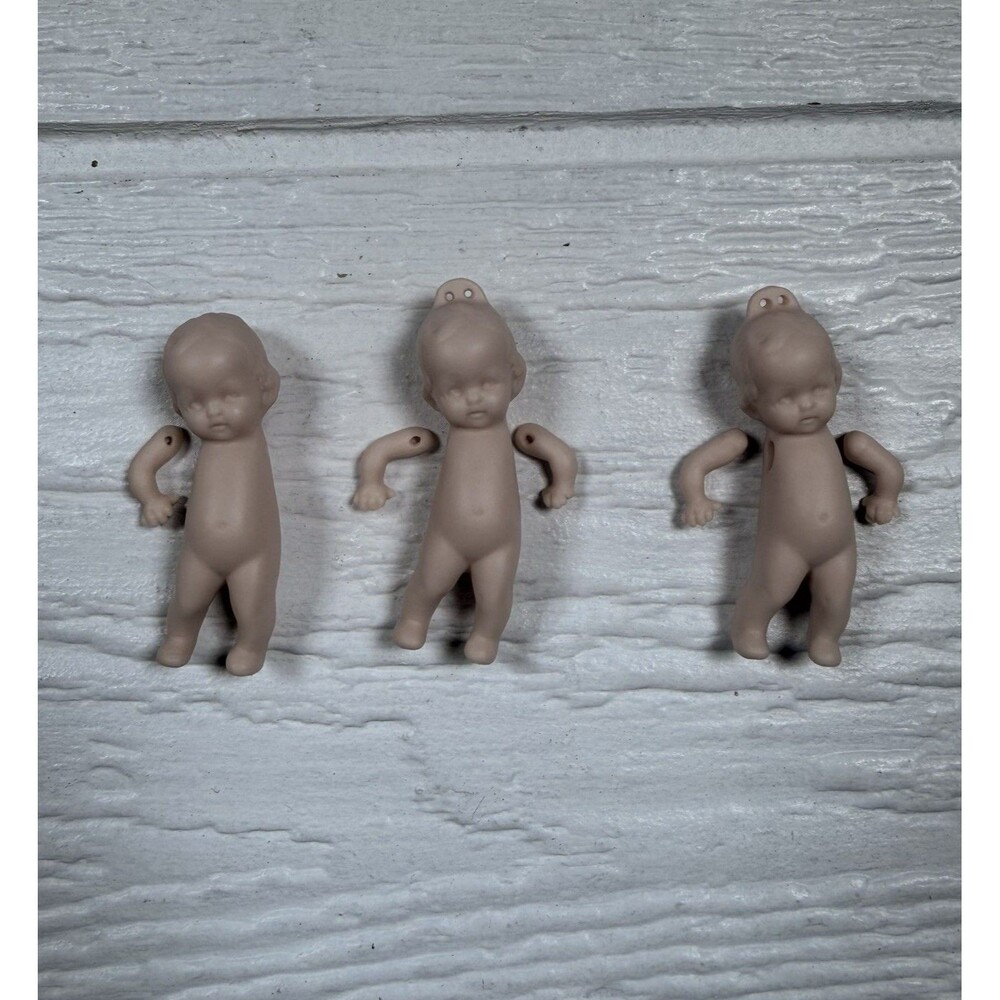 Antique German Bisque Porcelain Miniature Dolls 2” Lot 3 Bodies 5 Arms Germany